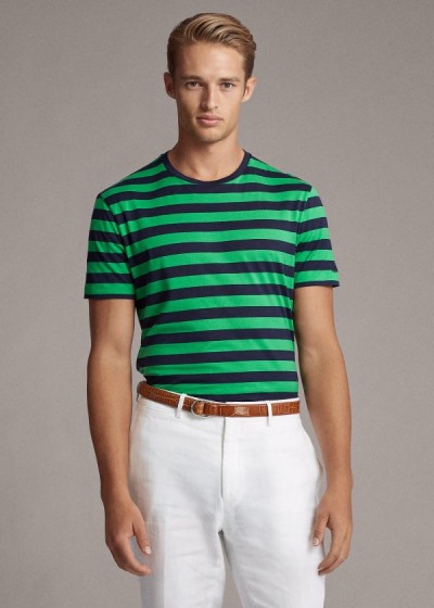 Playeras Ralph Lauren Hombre Verdes / Azul Marino - Striped Lisle - IRJPB6198